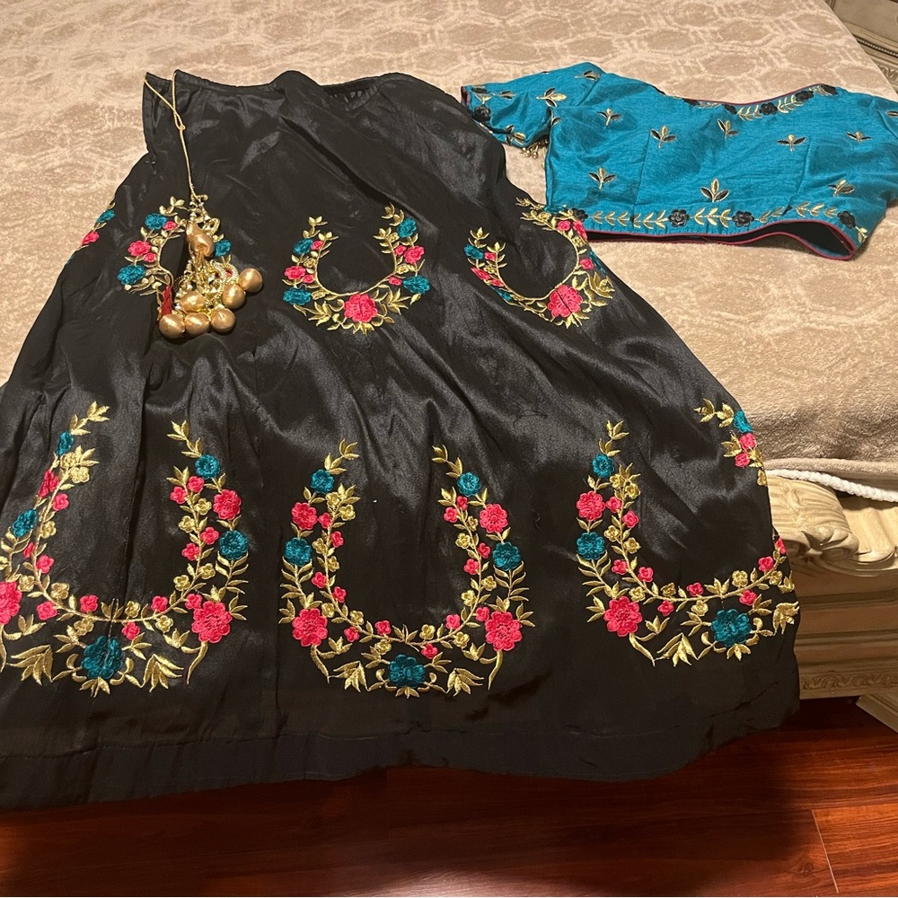 Ethnic Indian Wear Black and Blue 2 Pc for Weddings